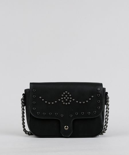 Bolsa-Feminina-Transversal-com-Tachas-e-Corrente-Preta-9200338-Preto_1