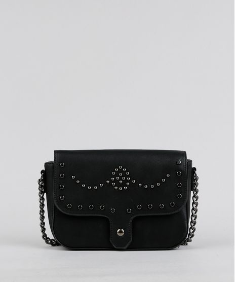Bolsa-Feminina-Transversal-com-Tachas-e-Corrente-Preta-9200338-Preto_1