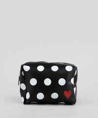 Necessaire-Feminina-Estampada-de-Poas-Preta-9243564-Preto_1