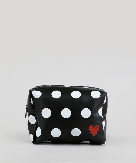 Necessaire-Feminina-Estampada-de-Poas-Preta-9243564-Preto_1