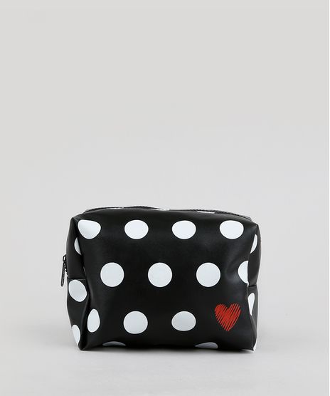 Necessaire-Feminina-Estampada-de-Poas-Preta-9243564-Preto_1