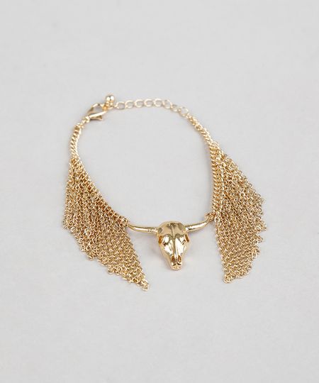 Pulseira-Feminina-com-Franjas-Pingente-Boi-Dourado-9204333-Dourado_1