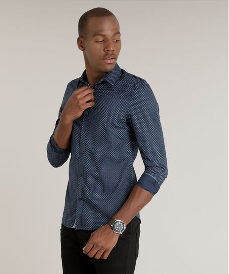 Camisa-Masculina-Slim-Estampada-Mini-Print-Manga-Longa-Azul-Marinho-9095680-Azul_Marinho_1