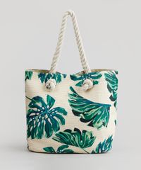 Bolsa-de-Praia-Feminina-Estampada-de-Folhas-Bege-9198316-Bege_1