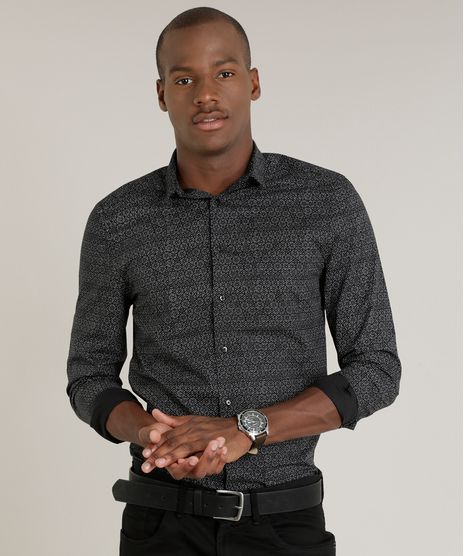 Camisa-Masculina-Slim-Estampada-Manga-Longa-Preta-9213864-Preto_1