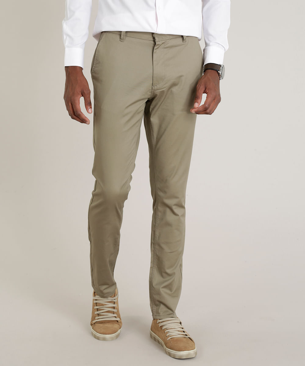 calça social masculina caqui