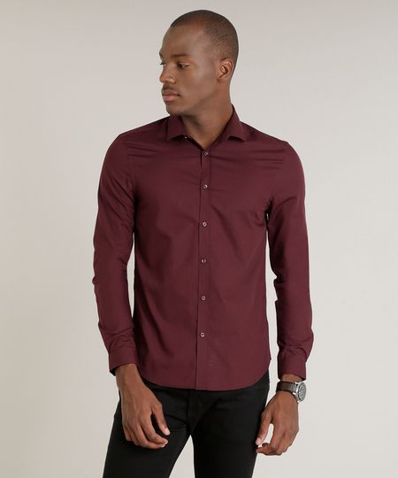 Camisa-Masculina-Slim-Manga-Longa-Vinho-7982473-Vinho_1 Camisa-Masculina-Slim-Manga-Longa-Vinho-7982473-Vinho_1