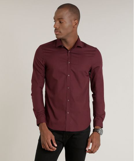 Camisa-Masculina-Slim-Manga-Longa-Vinho-7982473-Vinho_1