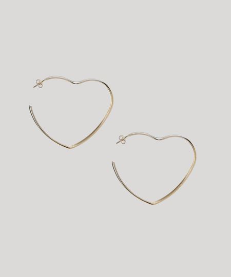 Brinco Feminino de Argola Coração Dourado - Único Menor preço em Brinco Feminino de Argola Coração Dourado - Único