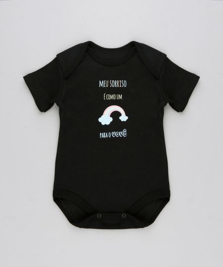 Body-Infantil--Meu-Sorriso-E-Como-Um-Arco-Iris-para-o-Vovo--Manga-Curta-Decote-Redondo-Preto-9229292-Preto_1