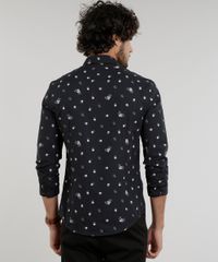 Camisa-Masculina-Slim-Estampada-Mini-Print-de-Rosas-Manga-Longa-Preta-9100342-Preto_2