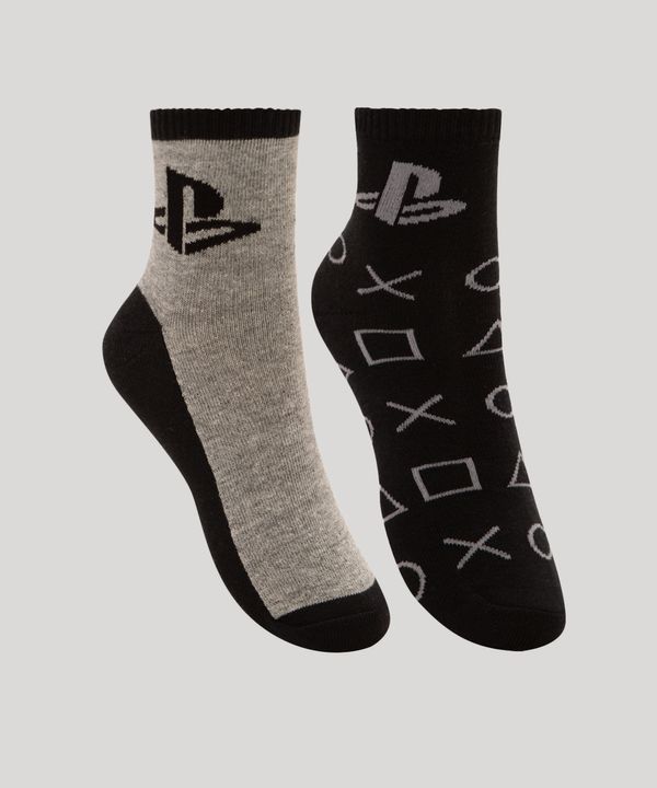 kit de 2 meias infantil cano médio playstation multicor 34-37