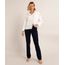 Calça Jeans Feminina Reta Cintura Média Azul Escuro