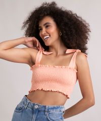 top-cropped-de-algodao-lastex-alca-larga-com-amarracao-decote-reto-coral-9995790-Coral_1