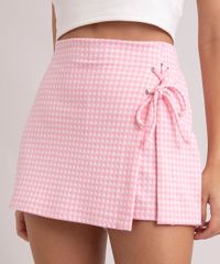 short-saia-estampado-xadrez-vichy-com-lace-up-cintura-super-alta-rosa-9998809-Rosa_2