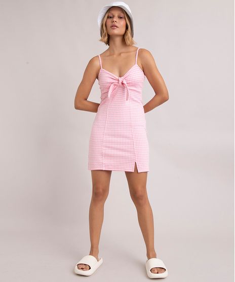 vestido-curto-com-no-estampado-xadrez-vichy-alca-fina-rosa-1005034-Rosa_1