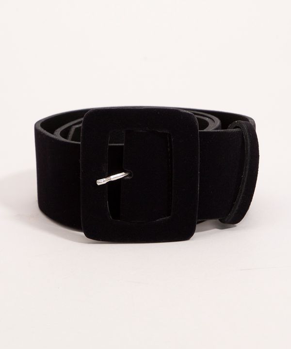 cinto largo de suede com fivela retangular mindset e anavitória preto 85CM