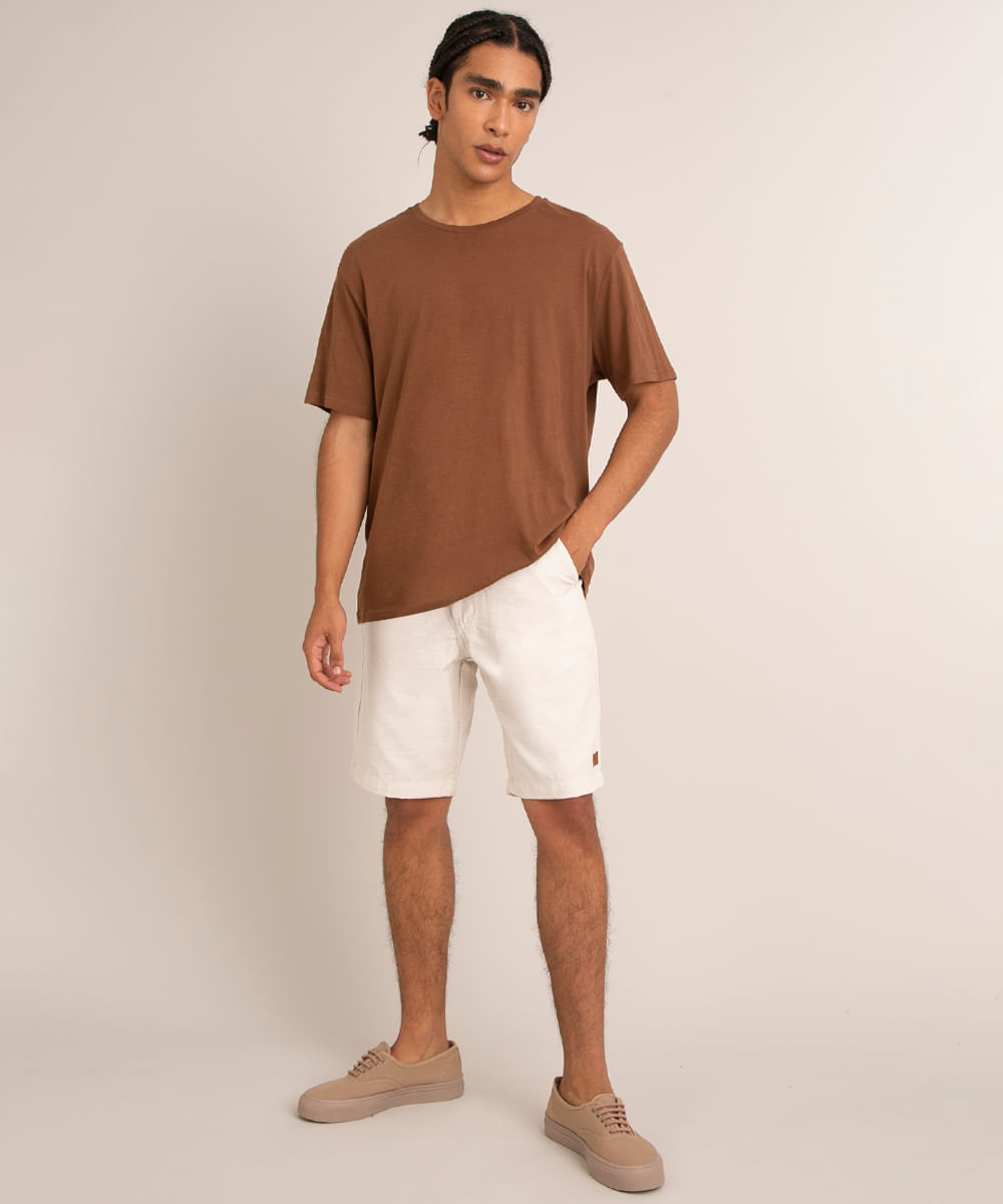 bermuda reta com cordão off white