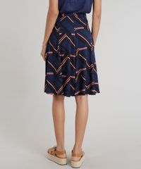 Saia-Feminina-Evase-Curta-Estampada-Geometrica-com-Fendas-Azul-Marinho-9111989-Azul_Marinho_2