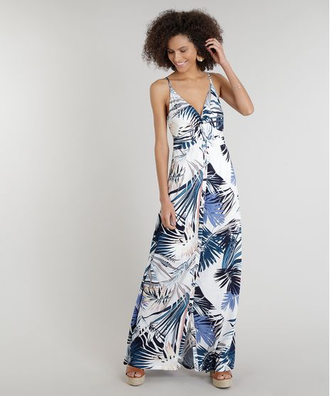 Vestido-Longo-Feminino-com-Botoes-Estampado-de-Folhagem-Branco-9186293-Branco_1
