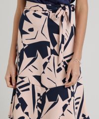 Saia-Feminina-Estampada-de-Folhagem-com-Amarracao-Azul-Marinho-9298239-Azul_Marinho_4