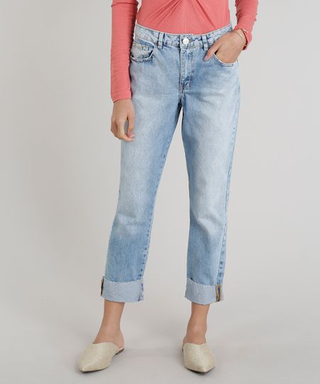 Calca-Jeans-Feminina-Reta-com-Barra-Virada-Azul-Claro-9269735-Azul_Claro_1