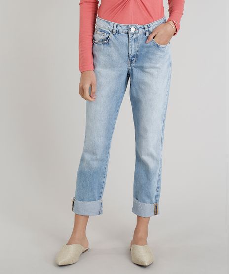 Calca-Jeans-Feminina-Reta-com-Barra-Virada-Azul-Claro-9269735-Azul_Claro_1
