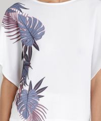 Blusa-Feminina-Ampla-com-Estampa-de-Folhas-Manga-Curta-Decote-Redondo-Off-White-9226326-Off_White_4