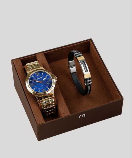 Kit-de-Relogio-Analogico-Mondaine-Masculino---Pulseira---83398GPMVDE3KB-Dourado-9339868-Dourado_1