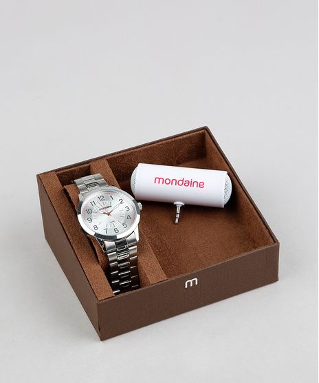 Kit-de-Relogio-Analogico-Mondaine-Masculino---Caixa-de-Som---83373G0MVNI1KZ-Prateado-9339805-Prateado_1