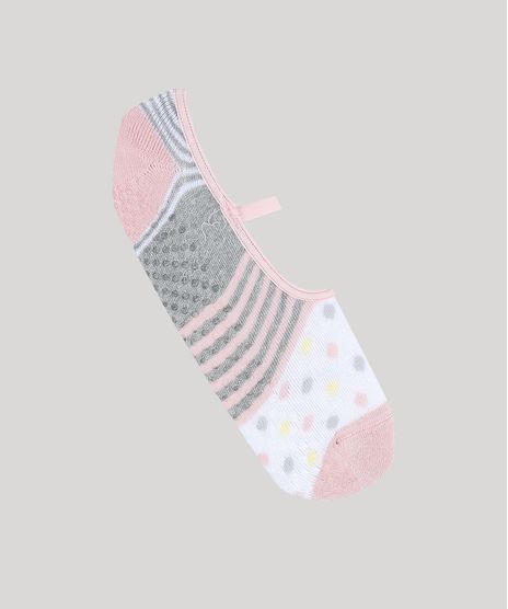 Meia-Feminina-Sapatilha-Estampada-de-Poas-e-Listras-Rose-9297942-Rose_1