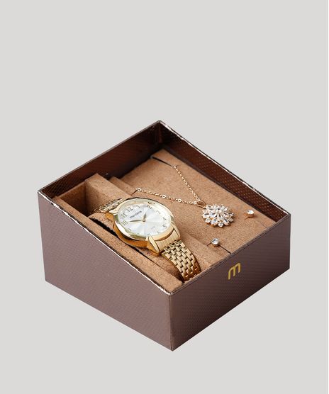 Kit-de-Relogio-Analogico-Mondaine-Feminino---Colar---Brinco---53629LPMVDE1KB-Dourado-9339937-Dourado_1