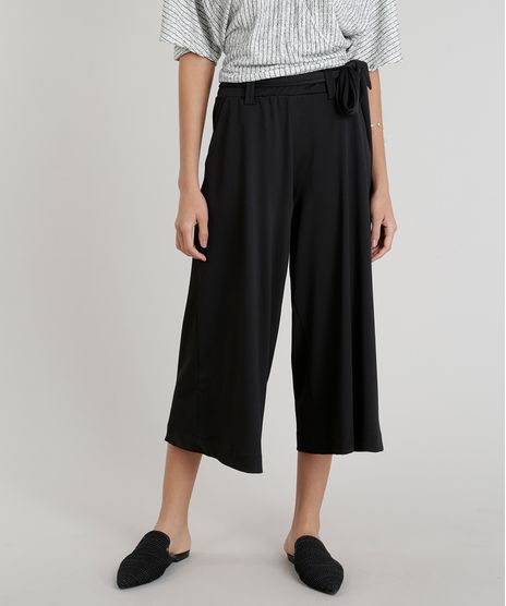 Calca-Pantacourt-Feminina-com-Faixa-para-Amarrar-Preta-9287108-Preto_1