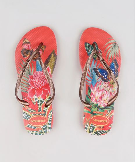 Chinelo-Havaianas-Feminino-Slim-com-Estampa-Floral-Coral-9294540-Coral_1