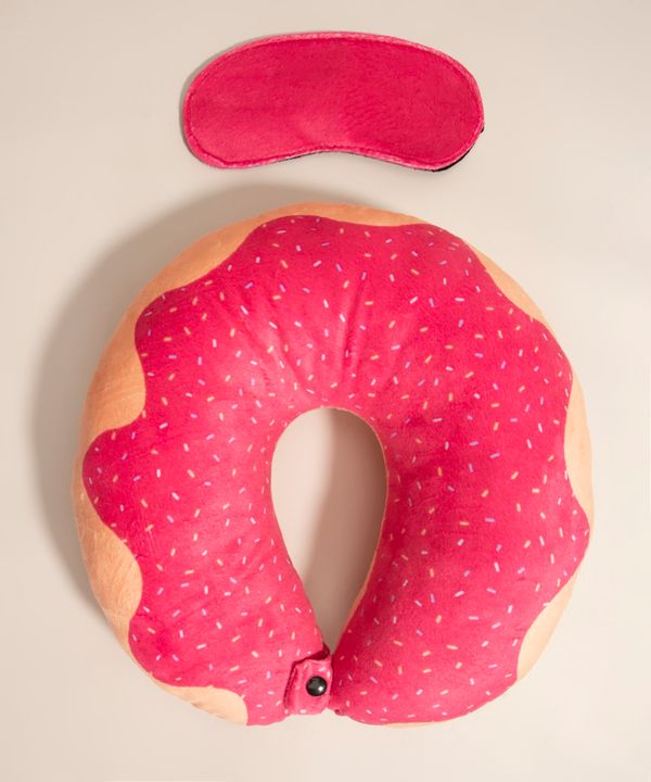 kit de apoio de pescoço donut + tapa olho rosa Único