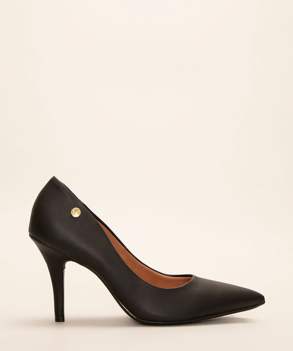 scarpin feminino bico fino salto fino alto vizzano preto