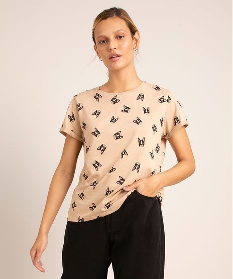 blusa-feminina-estampada-de-cachorro-manga-curta-decote-redondo--kaki-9705931-Kaki_1