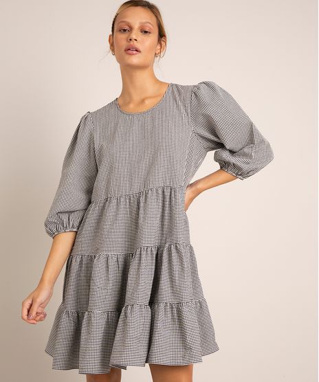 vestido-curto-estampado-xadrez-vichy-com-babado-manga-bufante-preto-1000478-Preto_1
