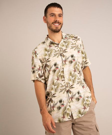 camisa-comfort-de-viscose-estampado-folhagens-manga-curta-bege-1004933-Bege_1