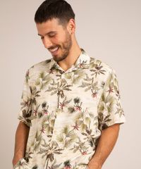 camisa-comfort-de-viscose-estampado-folhagens-manga-curta-bege-1004933-Bege_4