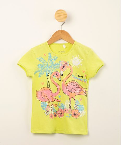 blusa-infantil-de-algodao-manga-curta-estampa-tropical-com-flamingos-amarelo-neon-1010661-Amarelo_Neon_1