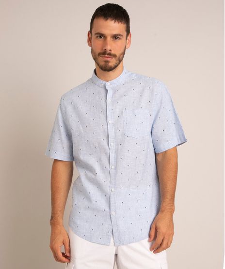 camisa-comfort-estampada-mini-print-gola-padre-com-bolso-e-linho-manga-curta-azul-claro-1003781-Azul_Claro_1