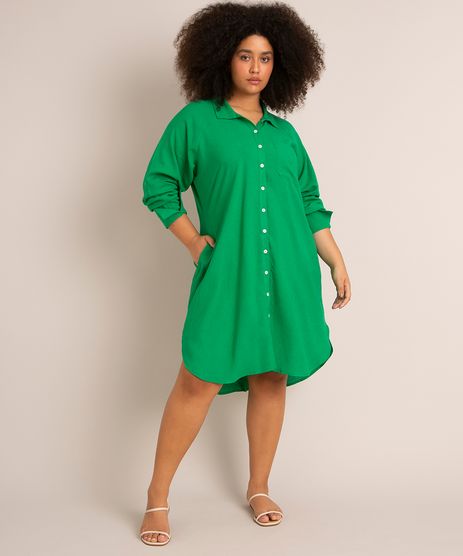 vestido-curto-chemise-plus-size-manga-longa-com-bolso-verde-1006598-Verde_1