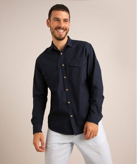 camisa-tradicional-de-sarja-com-bolsos-manga-longa-azul--marinho-1011163-Azul__marinho_1