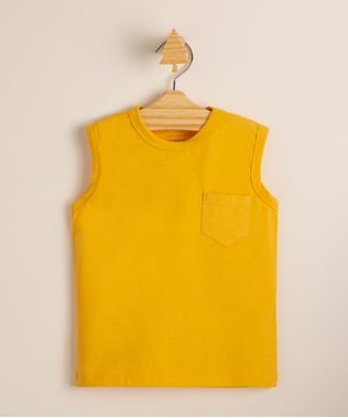 Regata-Infantil-Basica-de-Algodao-com-Bolso-Amarela-1006546-Amarelo_1