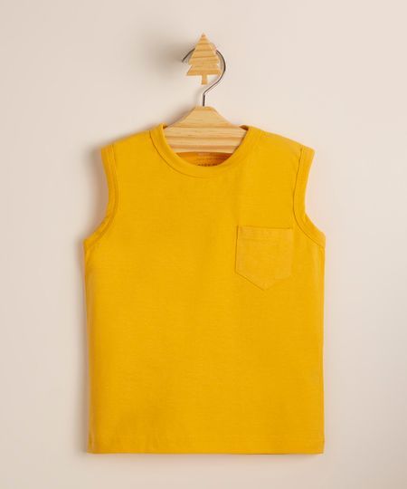 Regata-Infantil-Basica-de-Algodao-com-Bolso-Amarela-1006546-Amarelo_1