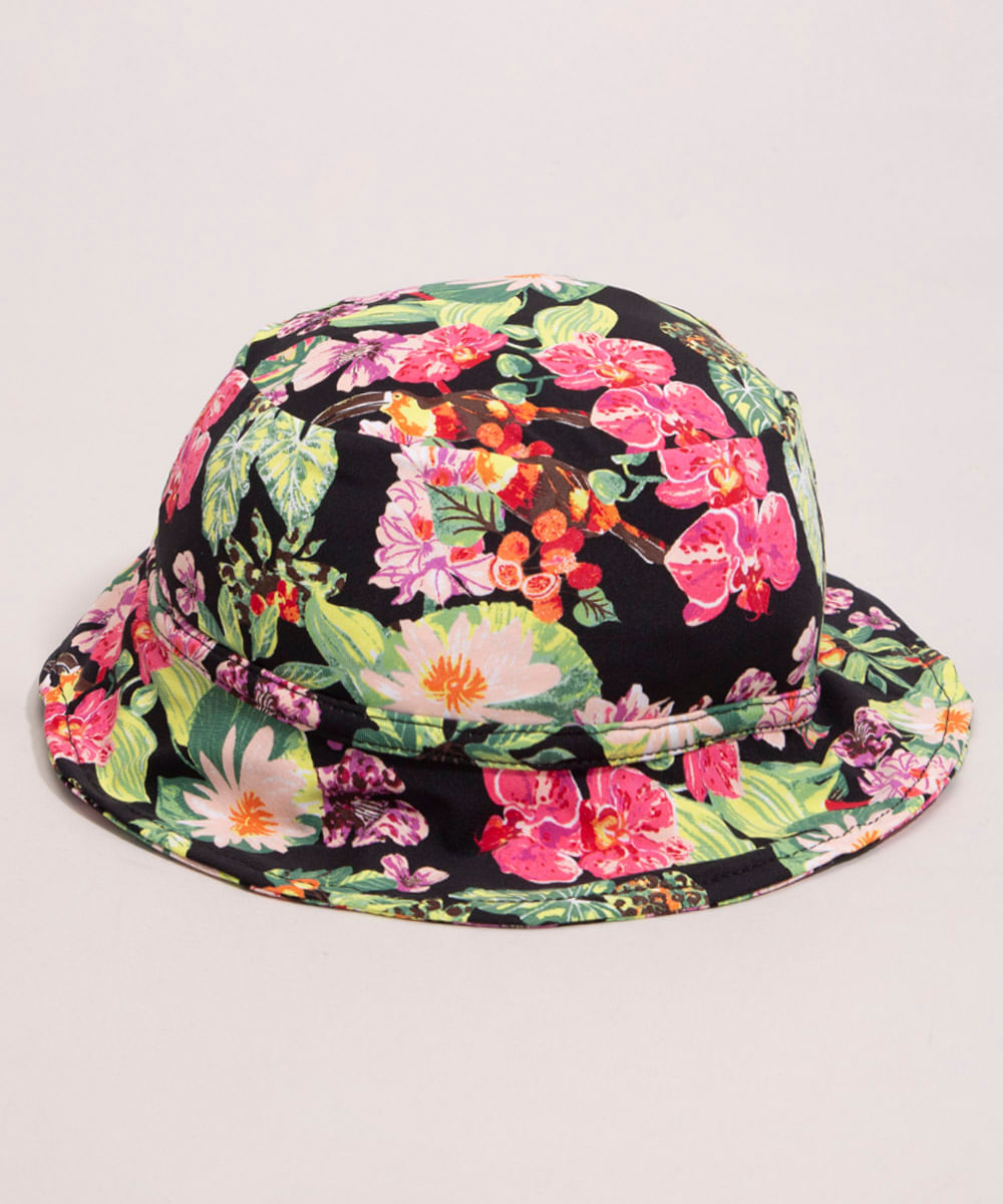 chapéu infantil estampado floral com proteção uv50+ além dos mares alter do chão multicor