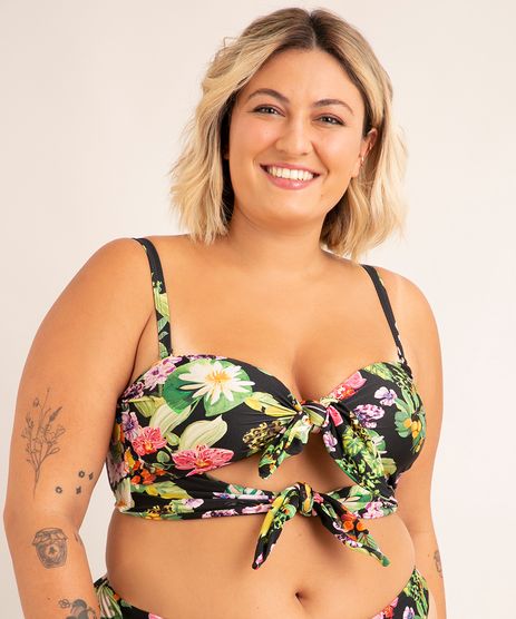 biquíni plus size calcinha tanga strap estampado carioca proteção uv50+  além dos mares rio de janeiro ludmilla laranja - C&A