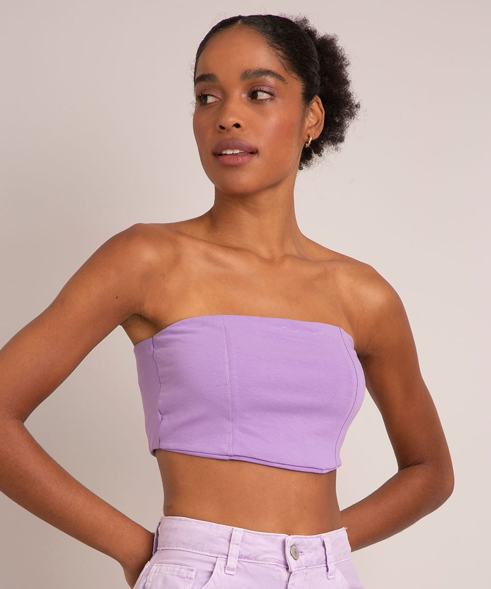 cropped Corset sem alça Lilás