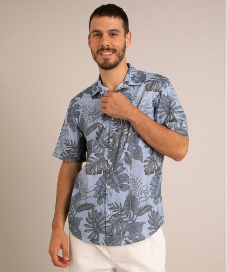 camisa-em-algodao-estampada-folhagens-manga-curta-azul-medio-1011162-Azul_Medio_1